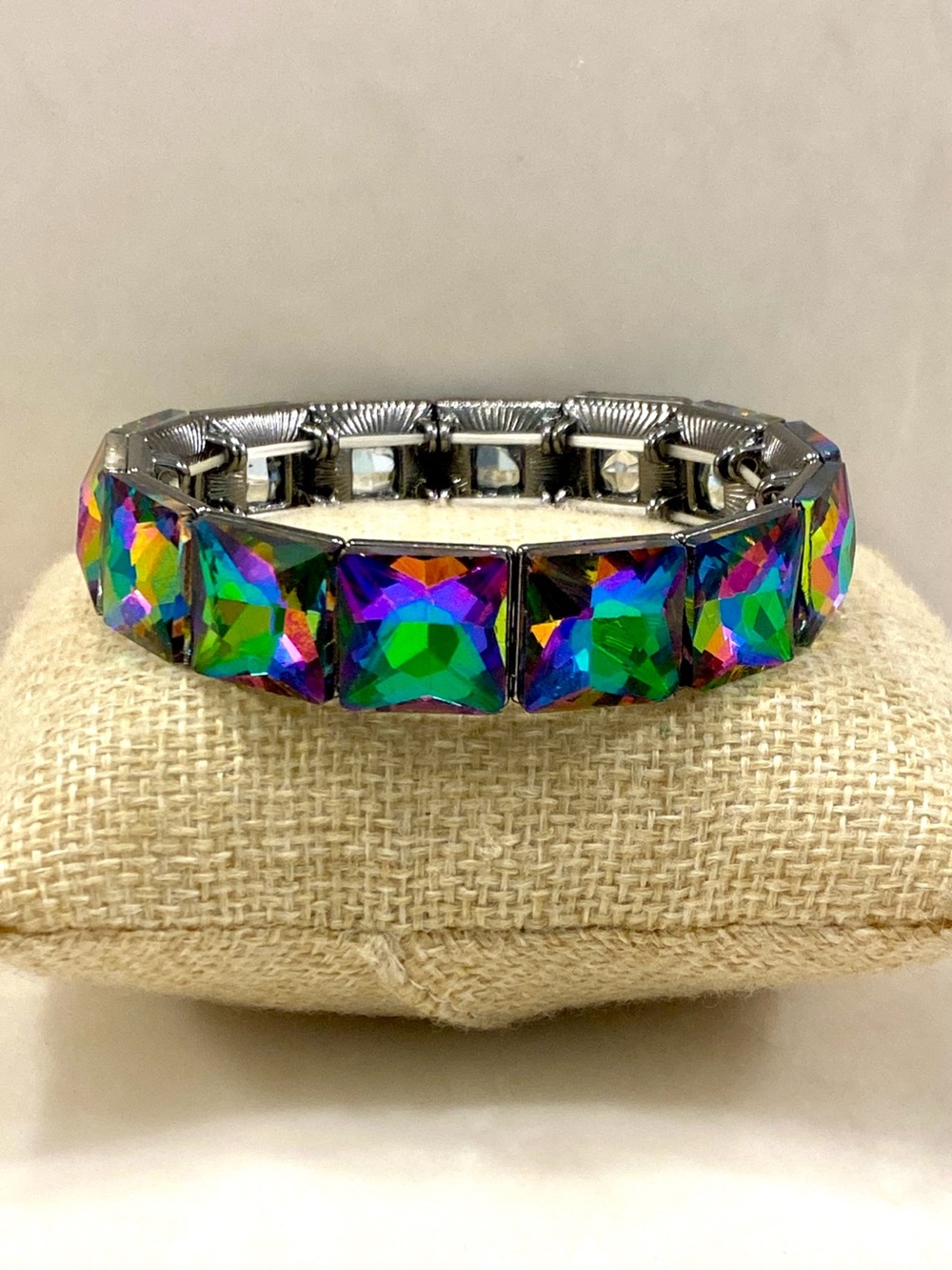 Paparazzi Upscale Funk Iridescent Oil Spill Cuff Stretch Bracelet